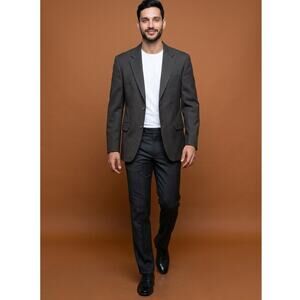 Jos A Bank Blazer Mens 38R Brown Wool Check Sport Coat Jacket 2 Button Executive